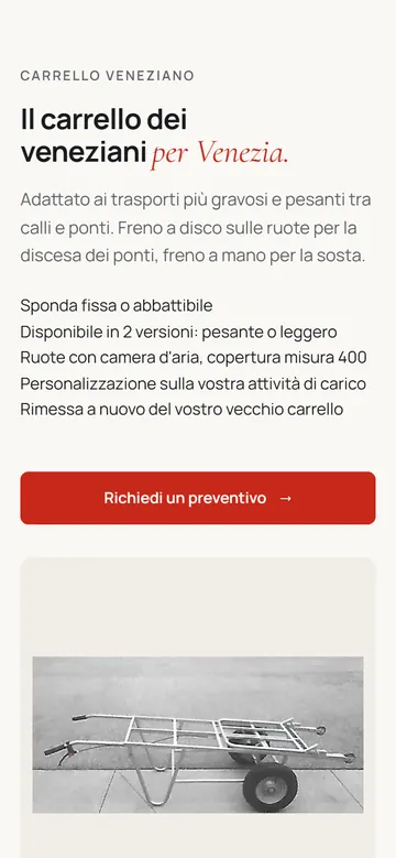 Da telefono, la sezione del carrello veneziano.
